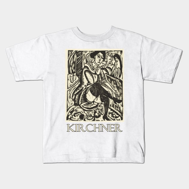 Portrait of a Woman by Ernst Ludwig Kirchner Kids T-Shirt by Naves